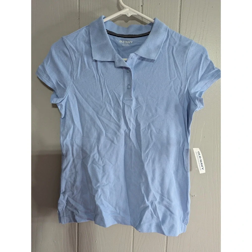 Old Navy Girl 14-16 blue‎ polo school uniform shirt top NWT